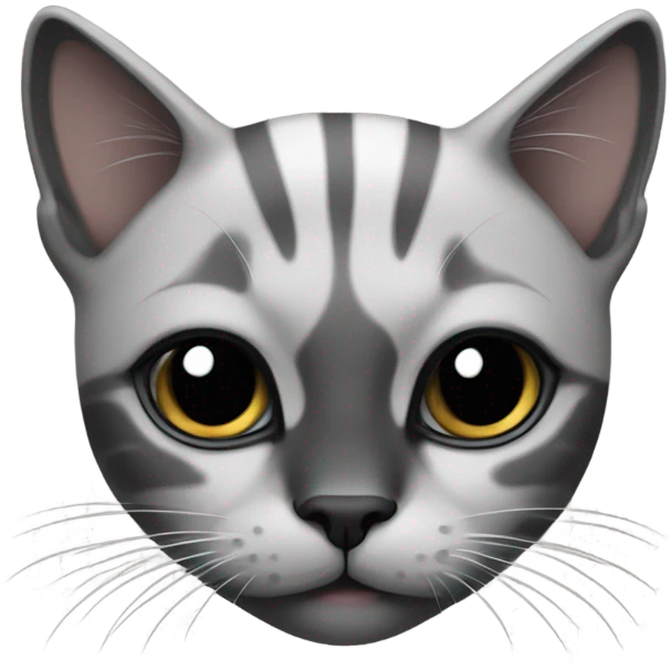 cat with all black face and thin line of white running up her nose looking sweet emoji