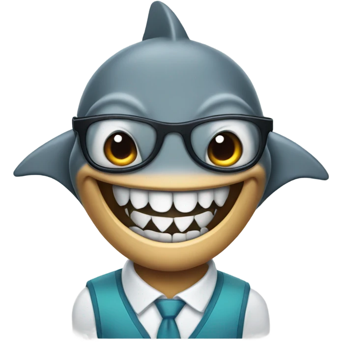 a shark that looks like a nerd emoji