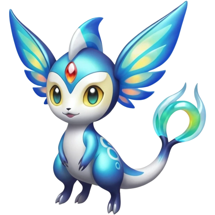 Angelic Divine Bioluminescent Translucent Luminescent Diaphanous Shiny Colorful Meloetta-Latias-Koraidon-Peppercat-Wargreymon-Protogen-Fakémon-fusion-hybrid-creature emoji