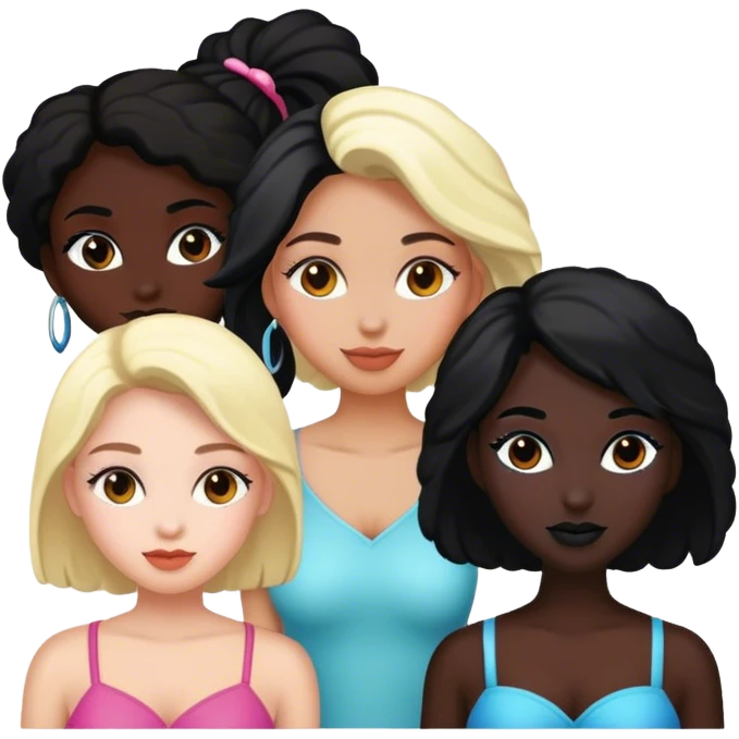 Four female friends, two are Latin one is black and one is white  emoji