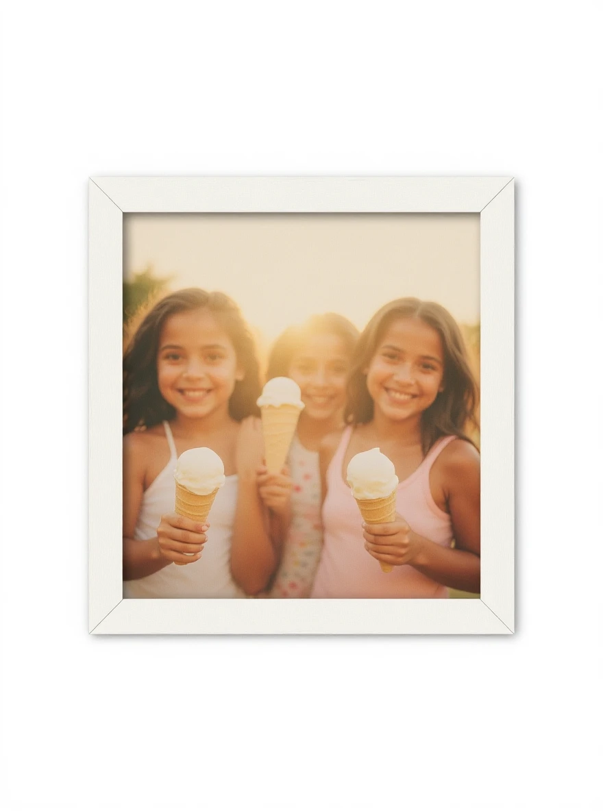happy children with melting ice cream cones emoji