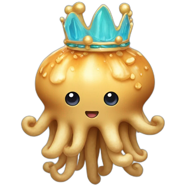 Peanut butter jellyfish cute wearing a crown emoji