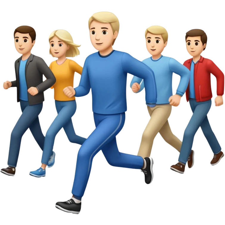 Man skipping a line of people emoji