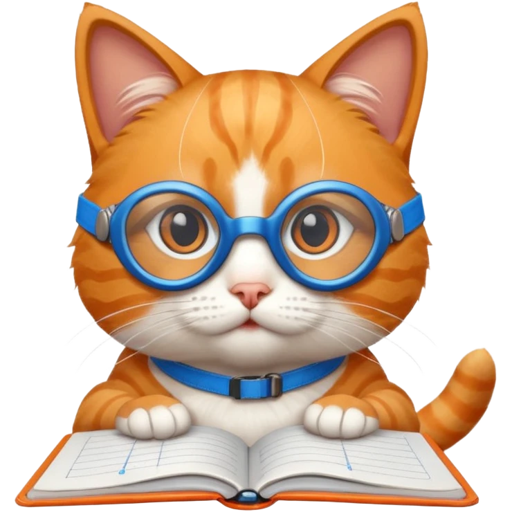 funny cat with planner with blue goggles emoji