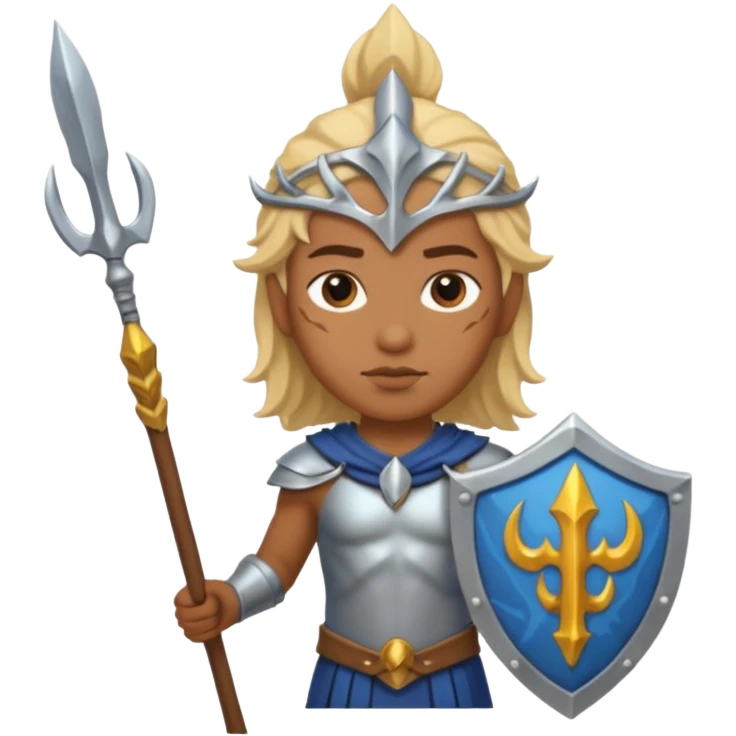 Mermaid with Trident – Warrior brown skin, blonde hair mermaid with weapon emoji