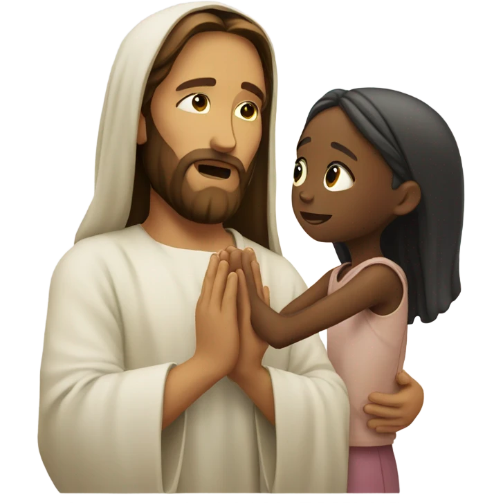 Jesus praying with a black girl emoji