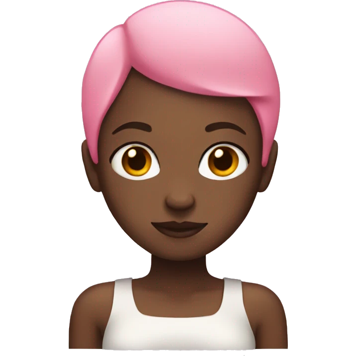 black girl with bald and pink hair shrug emoji