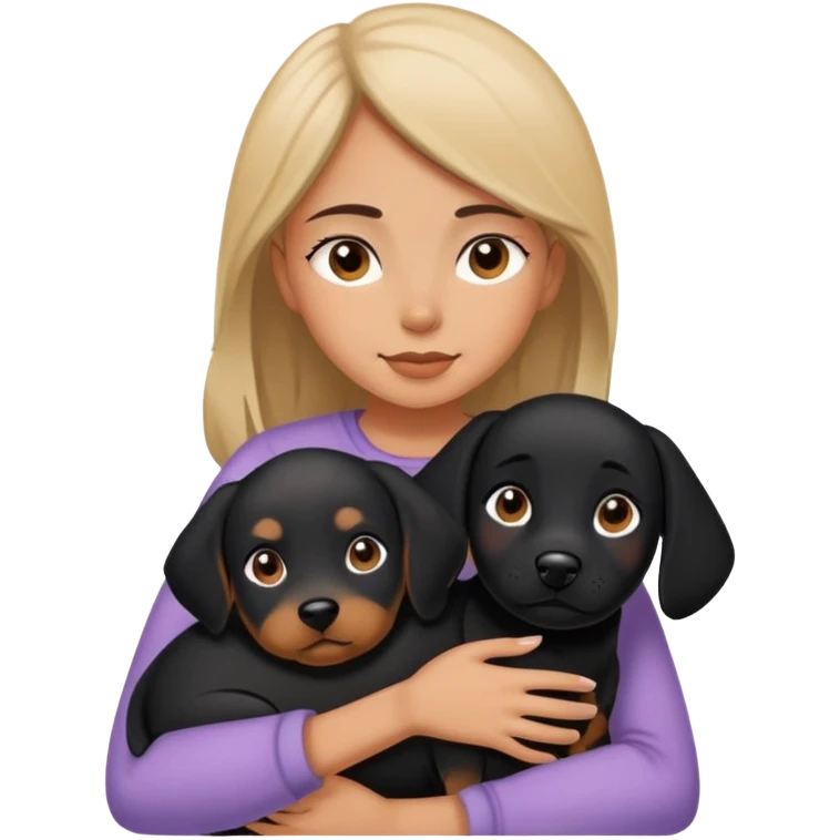 Black dog cuddling girl emoji