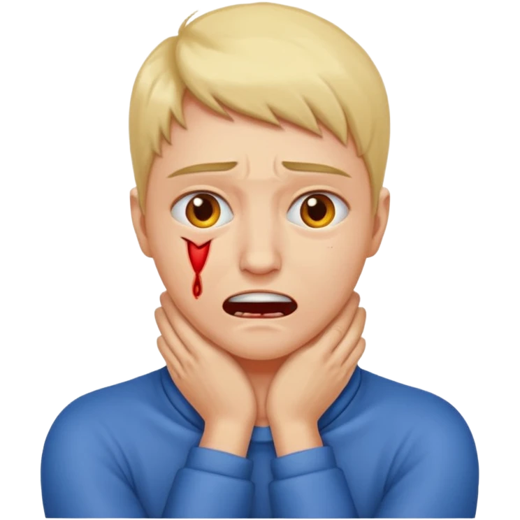 a bust of a person with both their hands around their neck with a face in pain emoji