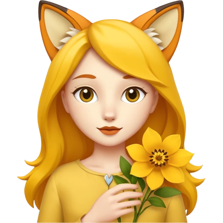 a flower in hand that holds the Fox emoji