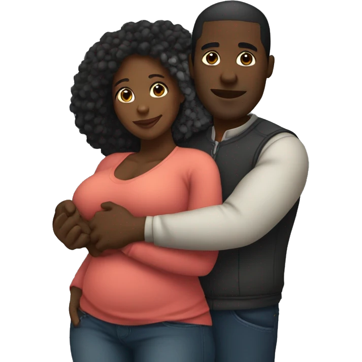 black couple hugging. The black woman is curvy with a big bum emoji