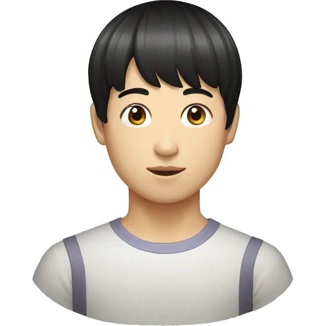 korean male mid 30s bowl cut black hair emoji