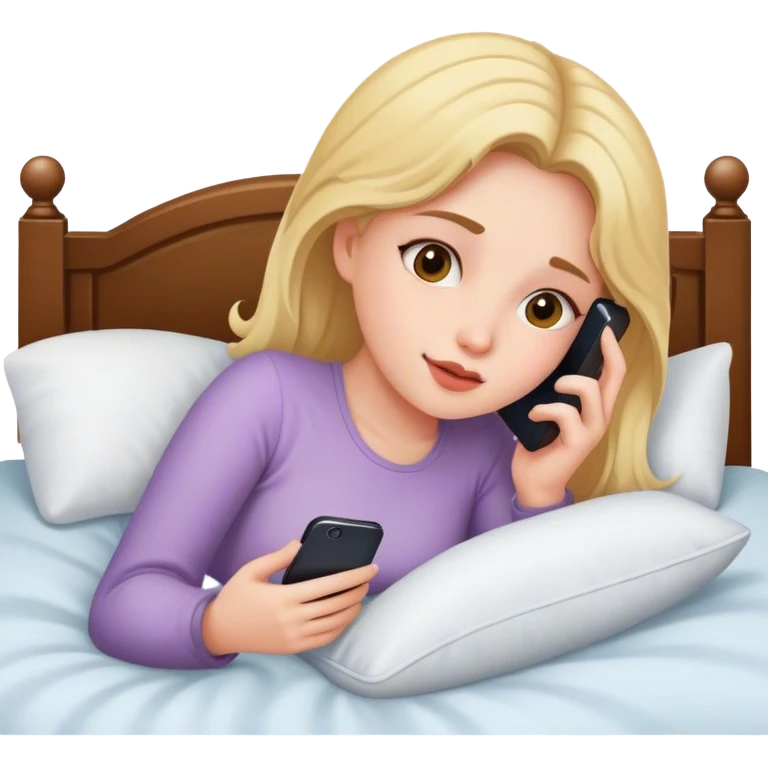 Girl laying In bed using her phone  emoji
