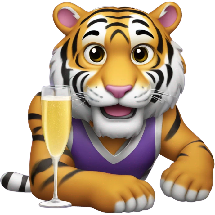 LSU Mike the Tiger drinking champagne emoji
