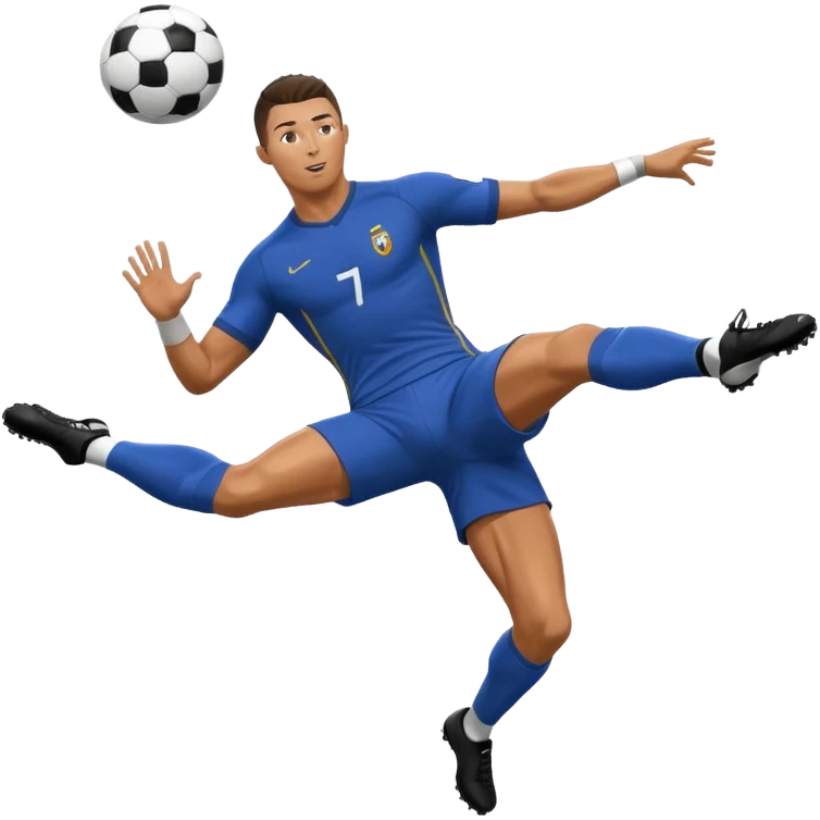 Ronaldo doing a bicycle kick with football emoji