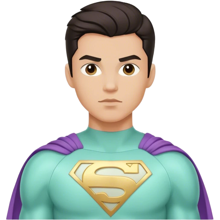 light skin dark hair young man superhero in pastel mint super hero costume  emoji