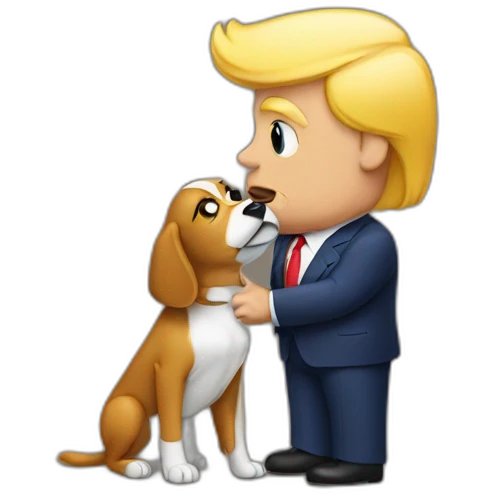 trump kissing a dog emoji