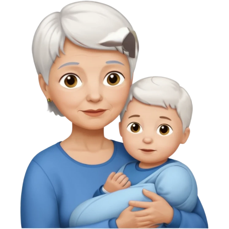 grandmother with short hair white  with baby boy with brown hair and fair skin emoji
