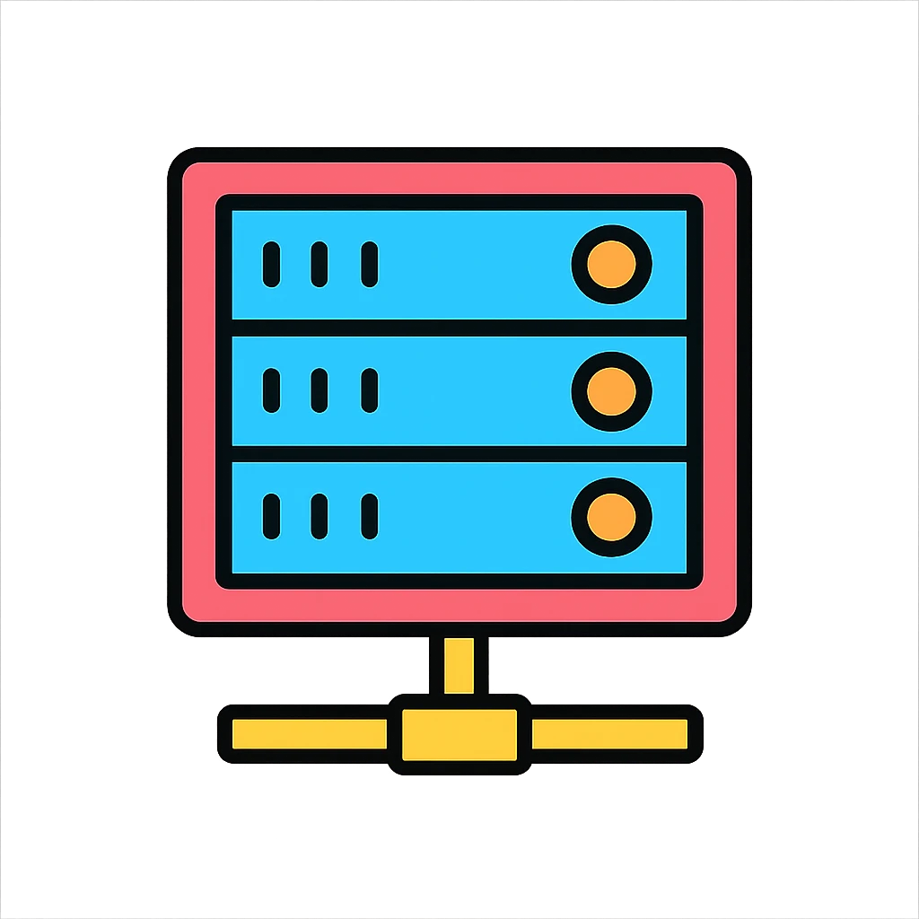 server rack icon, color outline, tech-inspired emoji