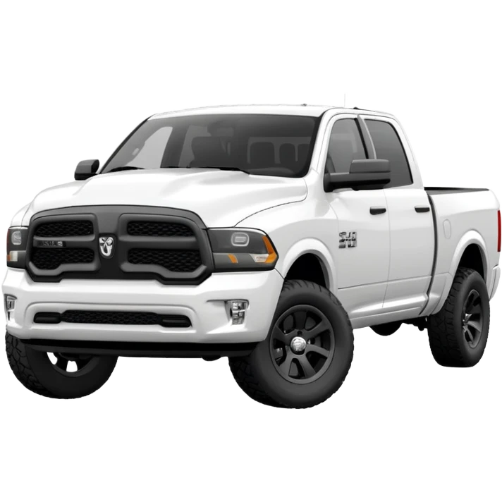 A 2020 white half ton crew cab RAM pickup with black wheels emoji