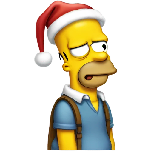 Homer Simpson wearing Christmas Hat emoji