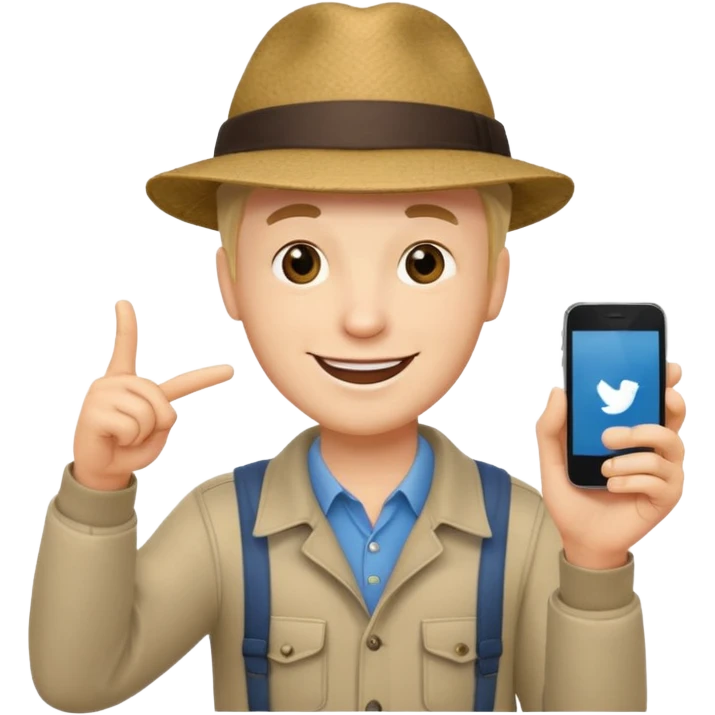 Draw a male tourist who pointed his phone for a photo emoji