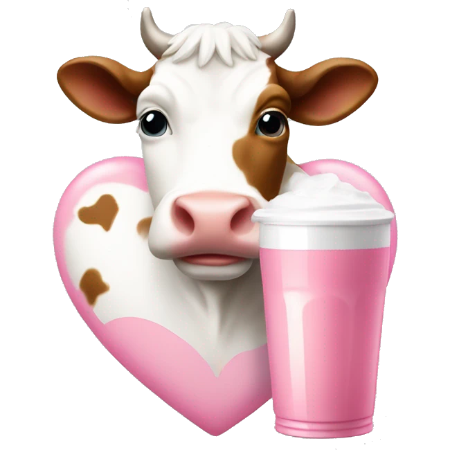 pink and white heart with cow pint  emoji