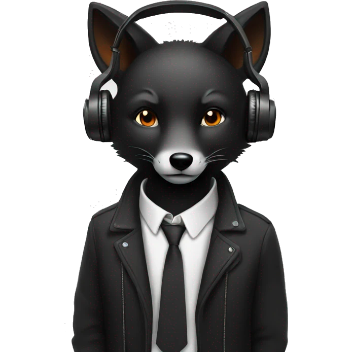 black fox listening to music emoji