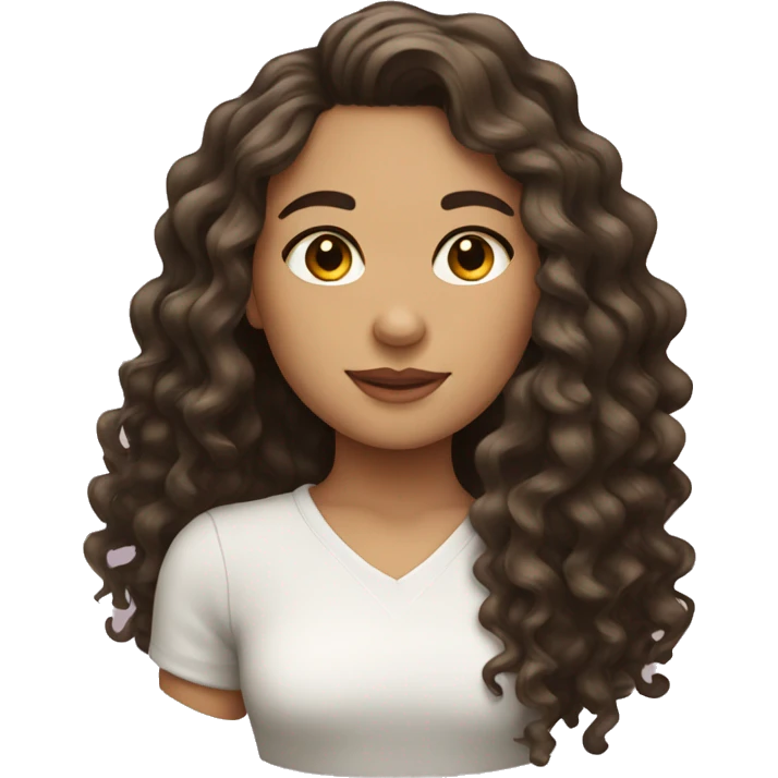brunette girl with long curly hair emoji