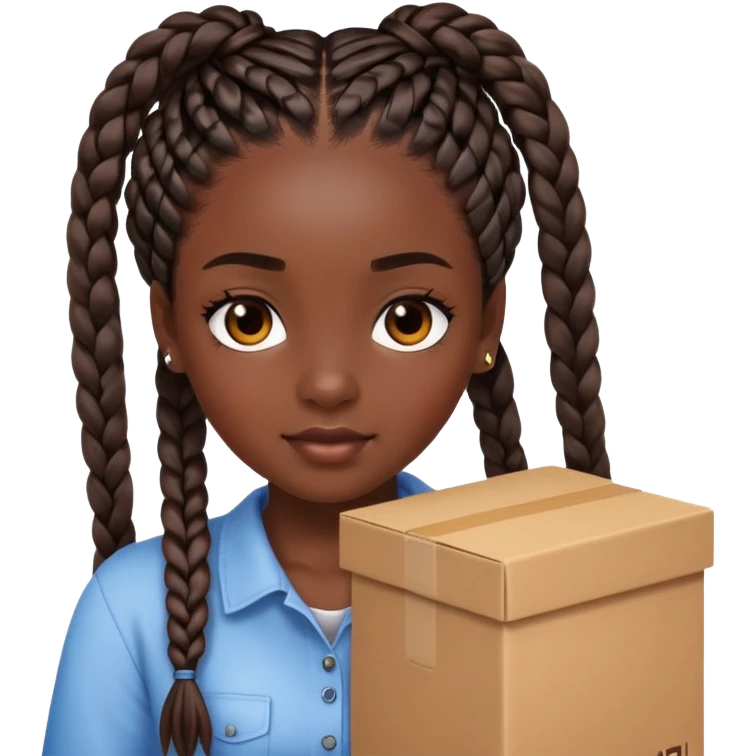 Dark skin girl with box braids emoji