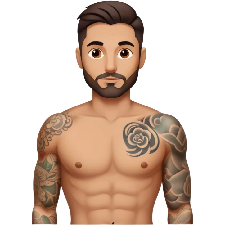sexy italian man, 38 years old, tattoos on his body, but emoji is only from the torso upward. topless! emoji