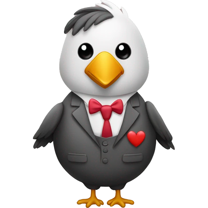 Pollito en traje con un corazón  emoji