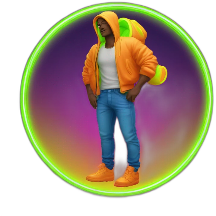 Juicy booty neon sign style man emoji