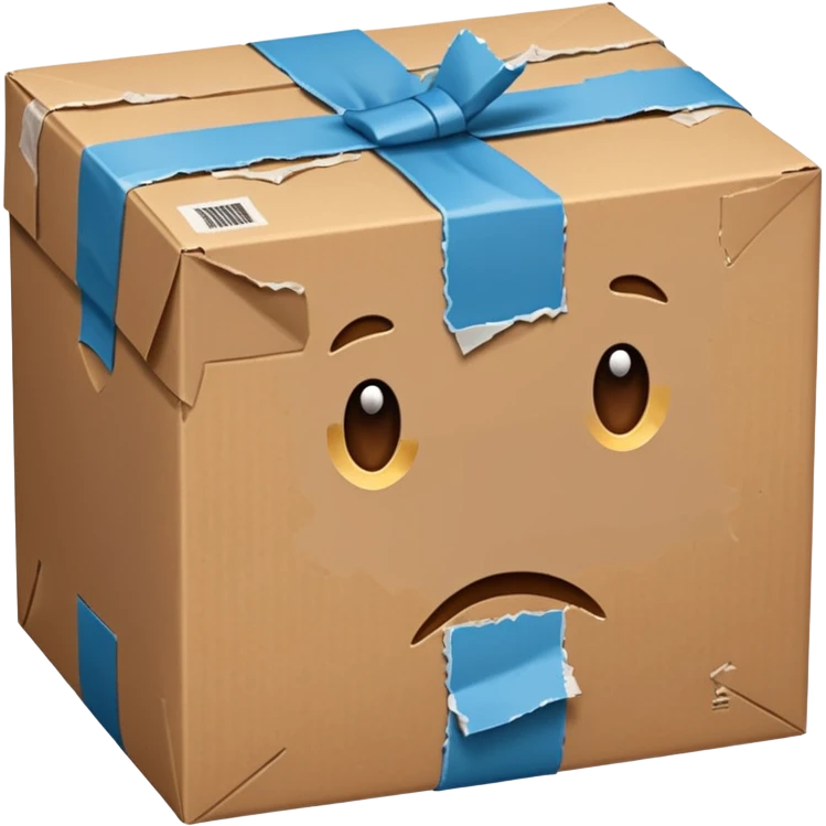 Generate a realistic emoji-style of a package being damaged emoji