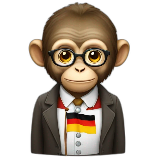 a monkey professor with german flag emoji