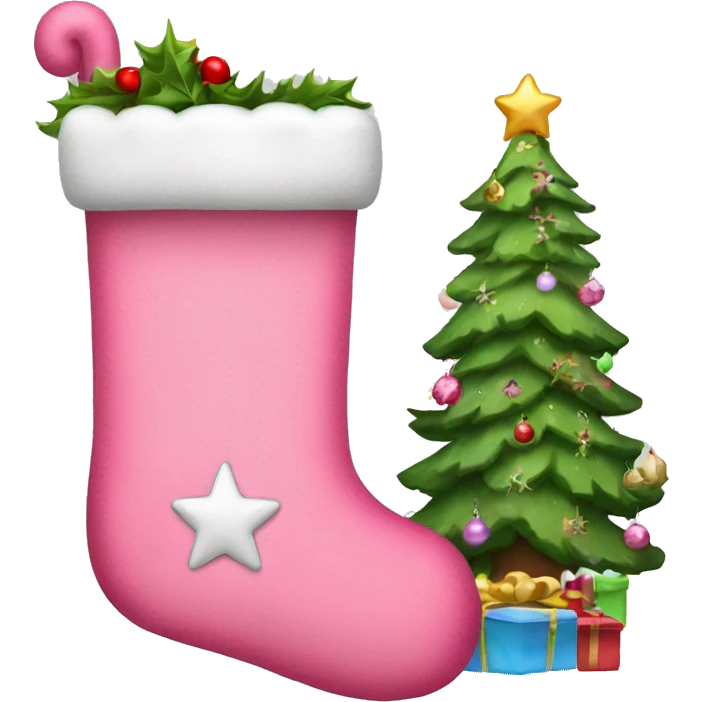 Pink Christmas stocking emoji