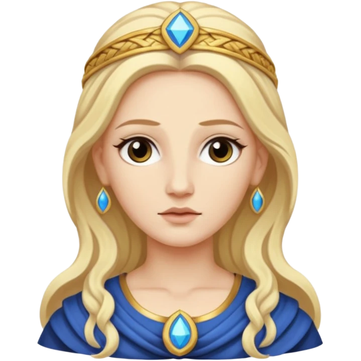 Metis The blonde pre-Olympian goddess of wisdom, counsel, and deep thought. She was the first wife and advisor of Zeus and the mother of Athena, the later goddess of wisdom. Her name connoted "cunning intelligence," a quality highly valued in Greek heroes like Odysseus. 
 emoji