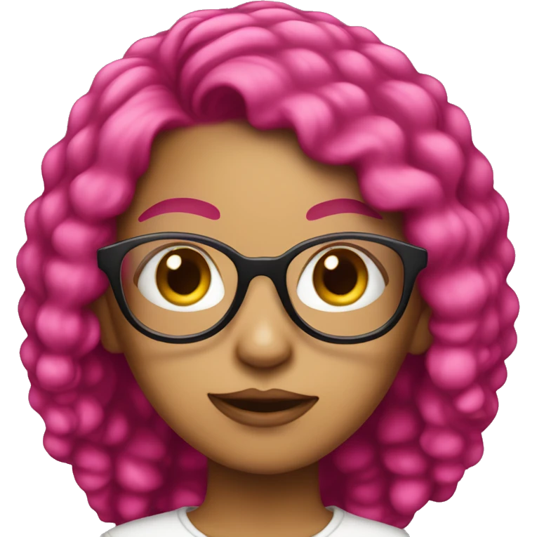 A light skinned girl with hot pink hair and glasses  emoji