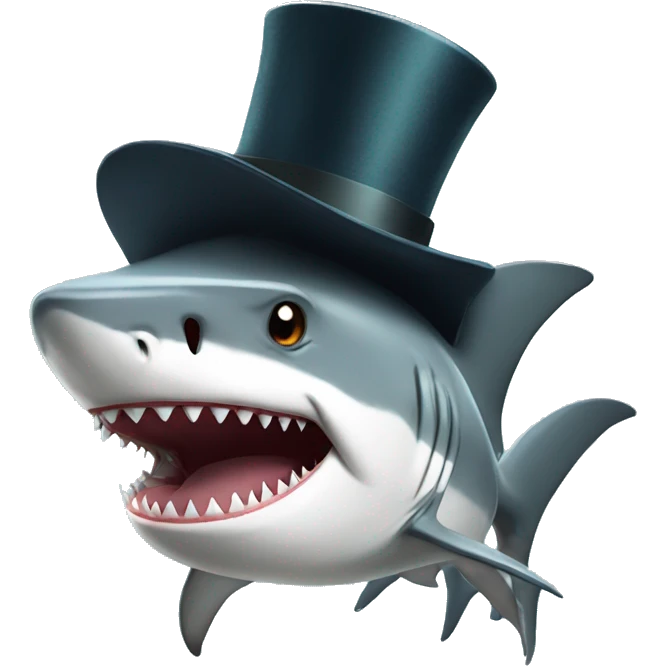 Shark with a top hat emoji