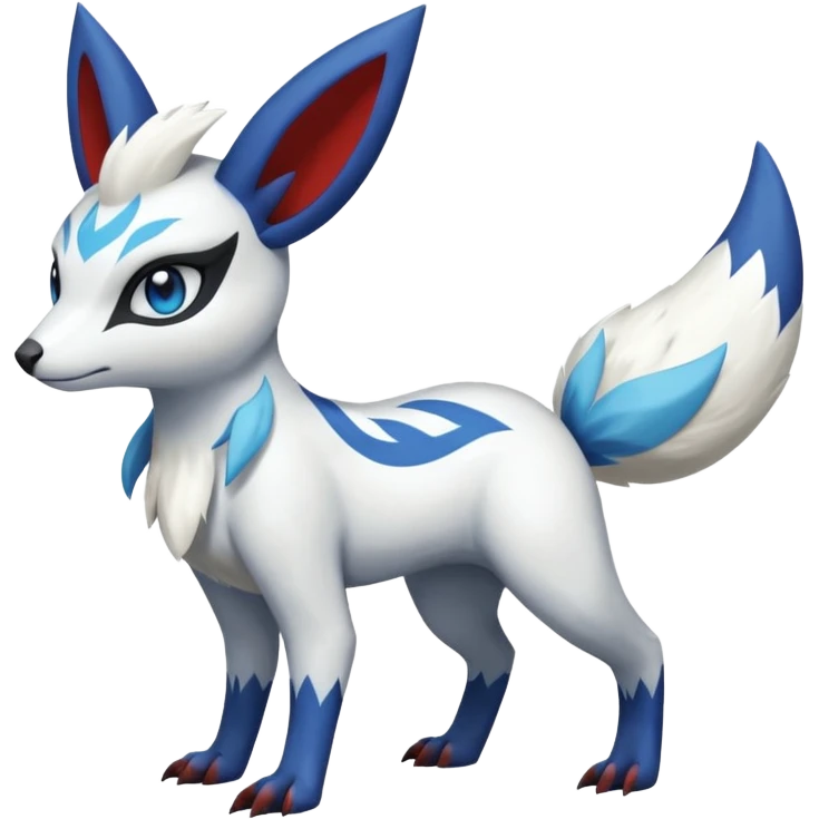 Tribal marked Zangoose-Fionbri-Falvie-Vernid-Meloetta-Minccino-Absol-fusion, full body emoji