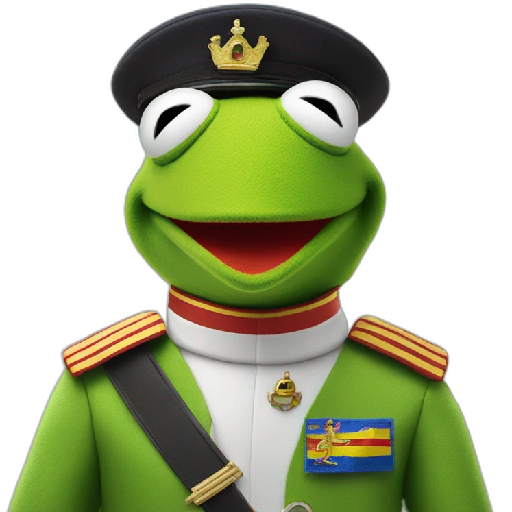 kermit as airline pilot with spanish flag in the backgrouns emoji