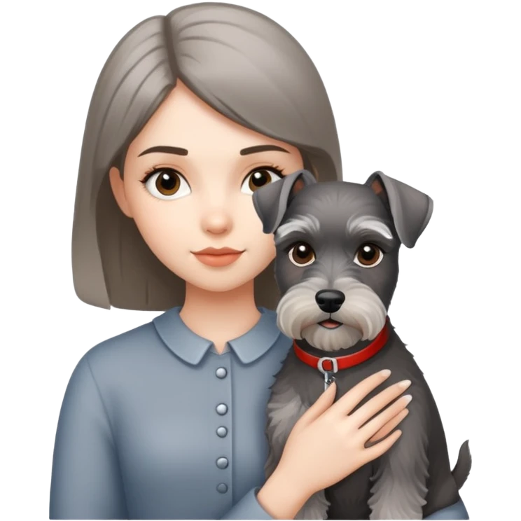Girl with miniature schnauzer emoji