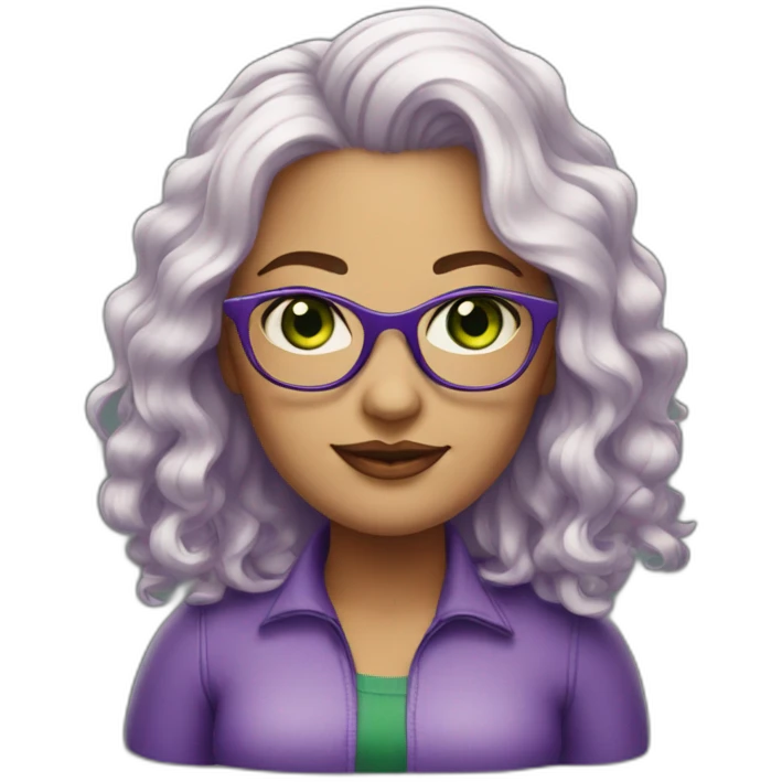 curvy-white-woman-purple-wavy-hair-green-eyes-square-glasses emoji