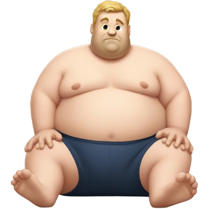 fat white guy shirtless doing sit-ups emoji