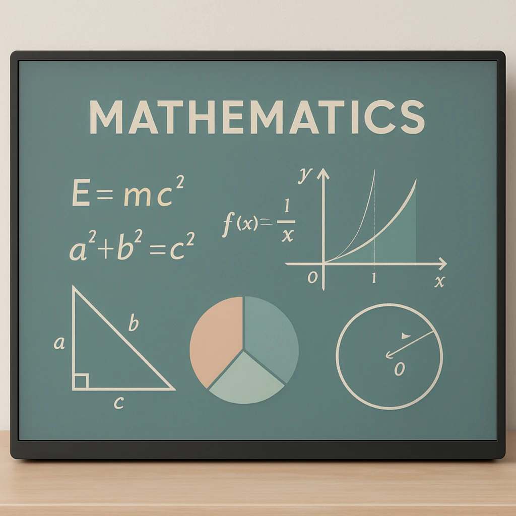Convert the blackboard into a modern digital screen while maintaining the aesthetic style and soft colors of the original image. emoji