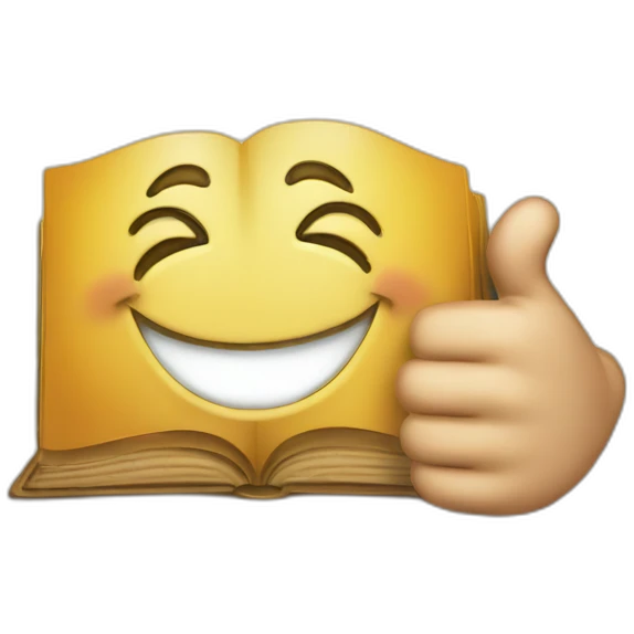 Book with a smile an thumbs up emoji