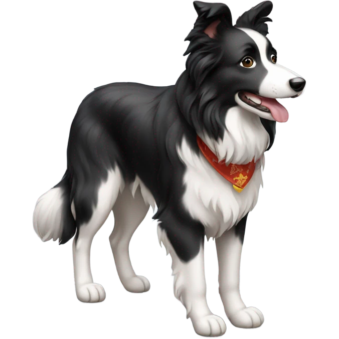 A Chinese man walking border collie emoji