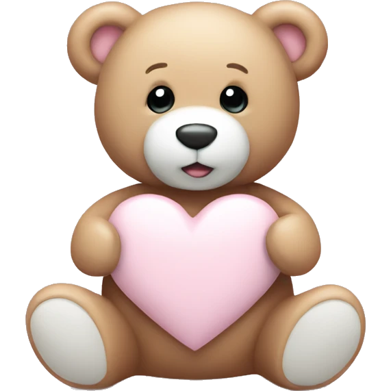Light pink teddy bear with white heart emoji