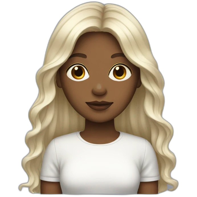 white long hair brown  girl with curtain bangs emoji