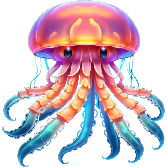 Neon glowing jellyfish-crab-squid  emoji